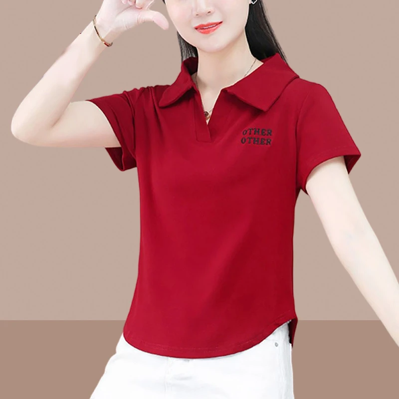 洋气休闲装纯棉T恤短袖女爆款2025新款时尚减龄小个子polo衫上衣