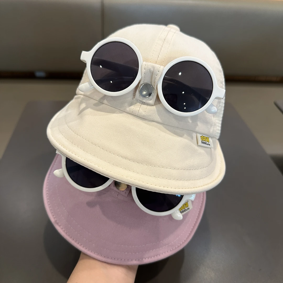 【街头酷仔】宝宝眼镜鸭舌帽夏季网眼大檐防晒帽男女童造型棒球帽