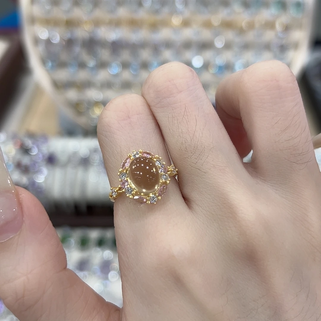 林***影黄晶戒指银S925镶嵌