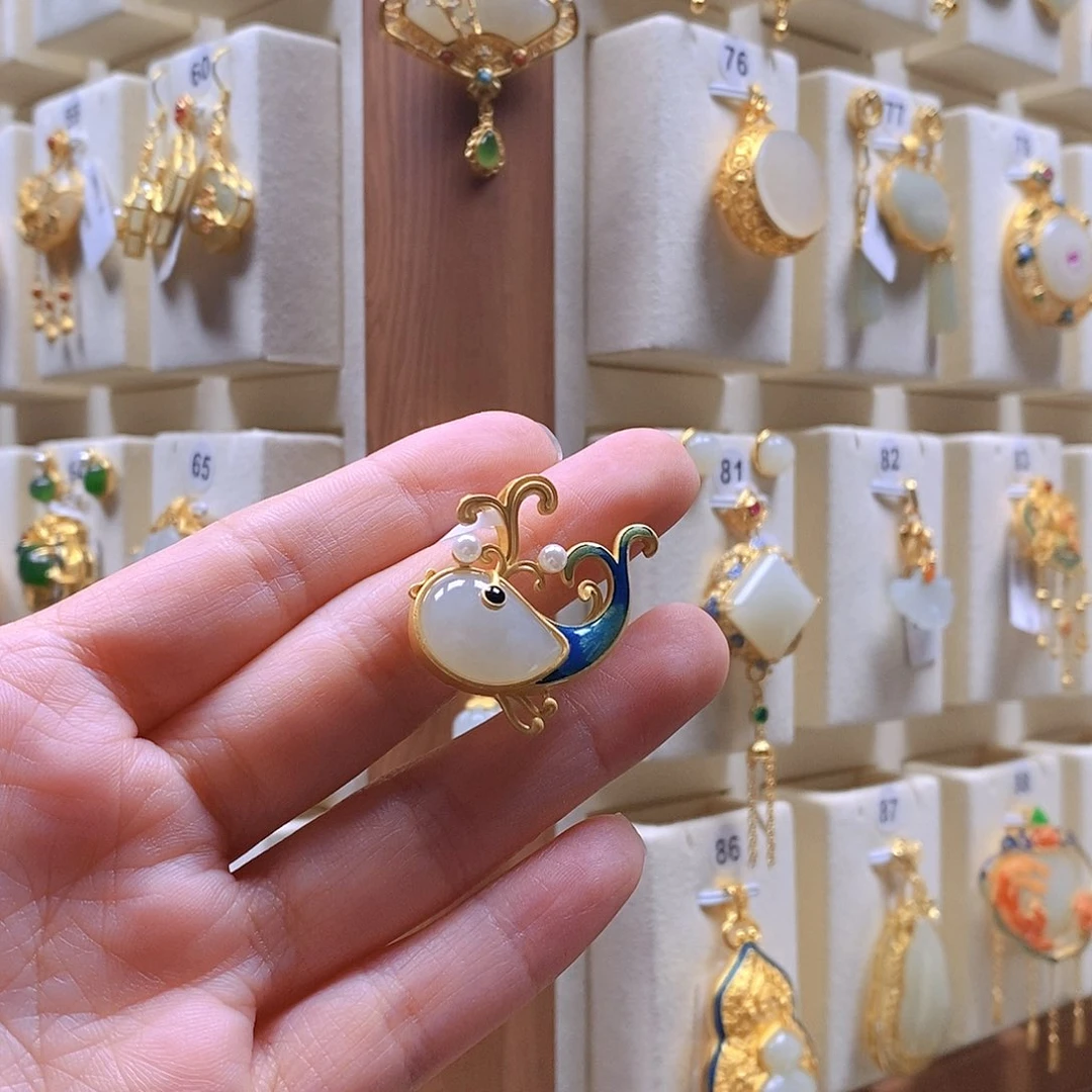 和田玉颈饰银S925镶嵌