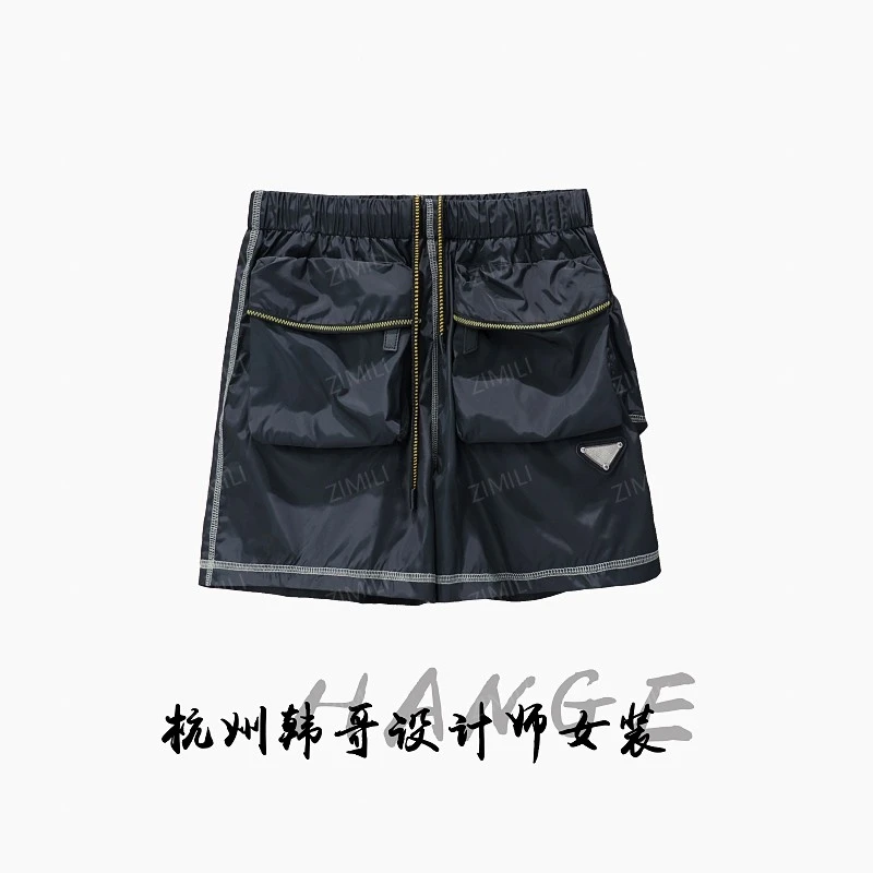 【韩哥女装】设计师工装欧版感时尚百搭黑色机能风短裤/2954