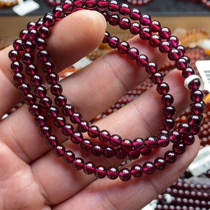 未镶嵌石榴石手链4.8mm酒红色福利价