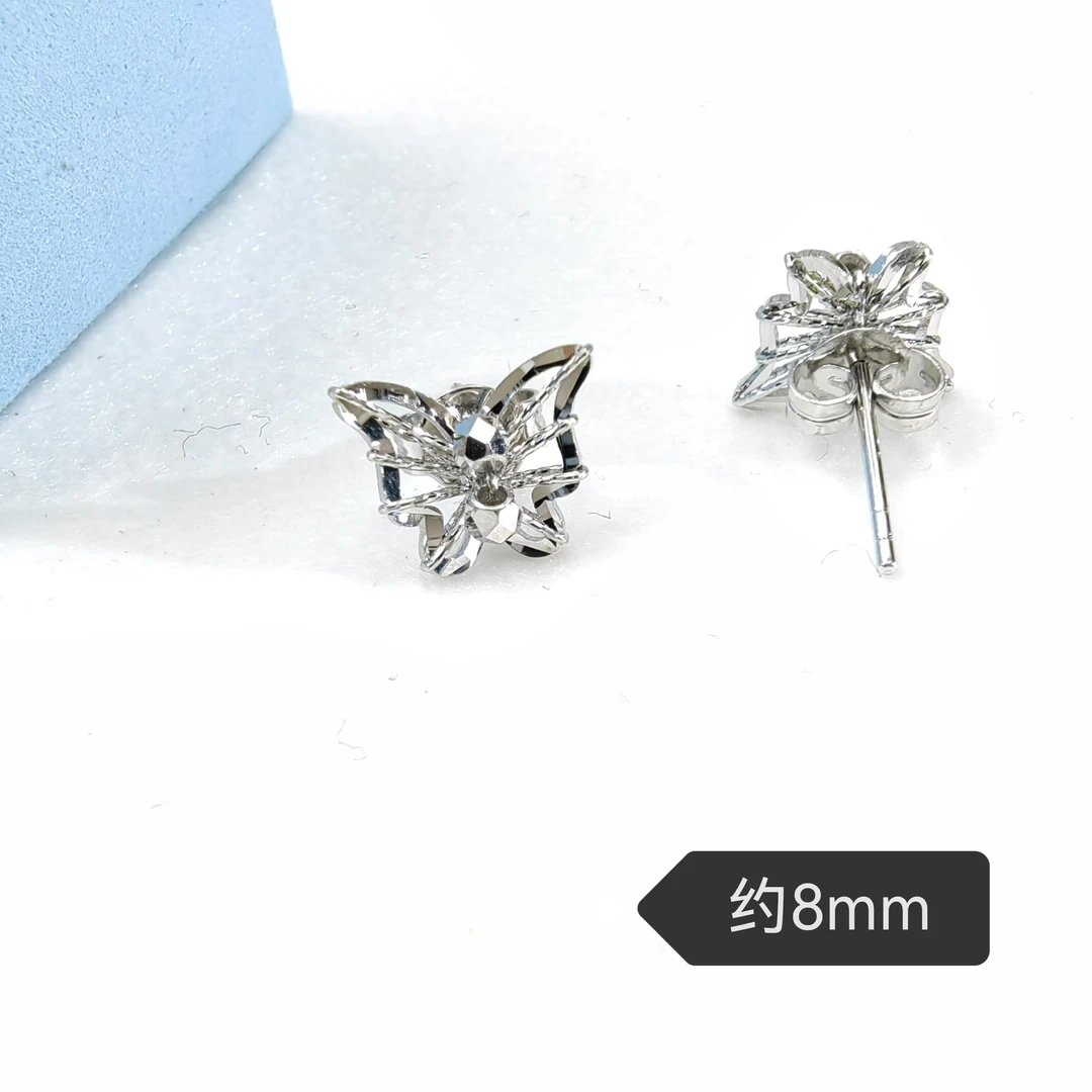 PT950铂金耳饰 切面花丝蝴蝶铂金耳钉  时尚百搭