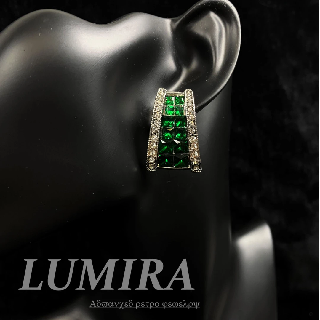 铜合金耳饰 《莫奈绿意》vintage西洋复古风高珠感耳钉