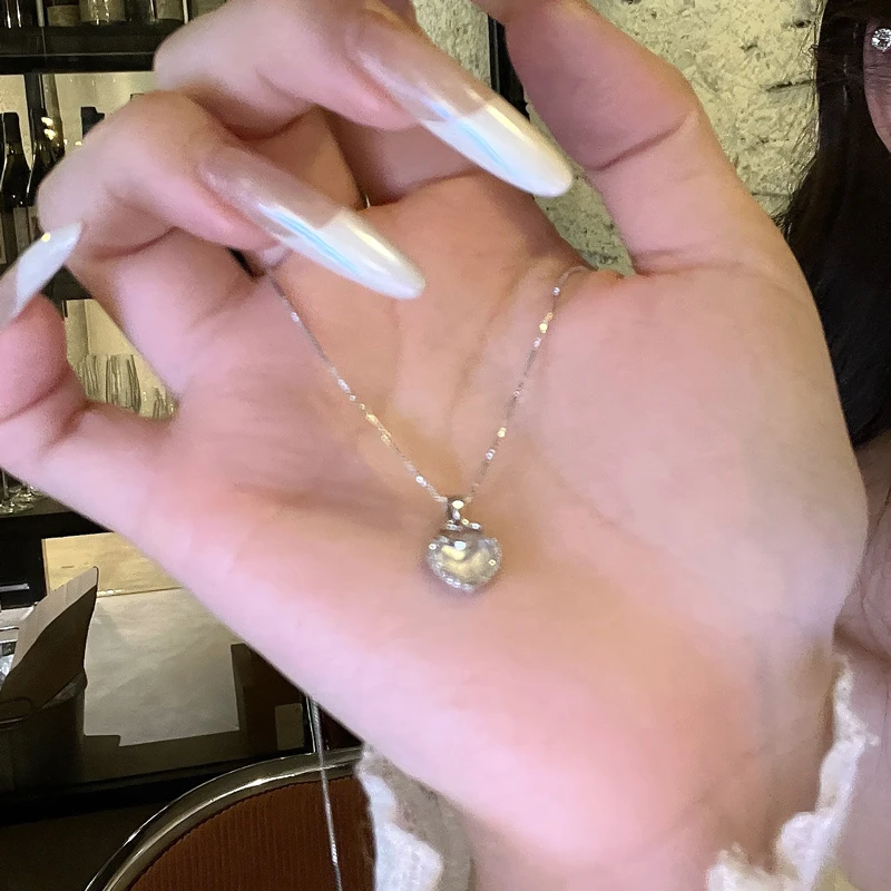 铜合金合成锆石项链 日韩精致简约百搭爱心项链复古气质锁骨链