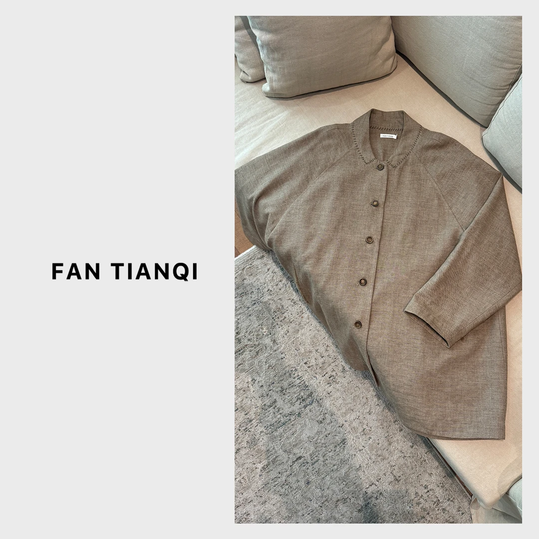 范天奇/FAN TIANQI【麻羊毛】酵素水洗羊毛亚麻外套FZOT56071