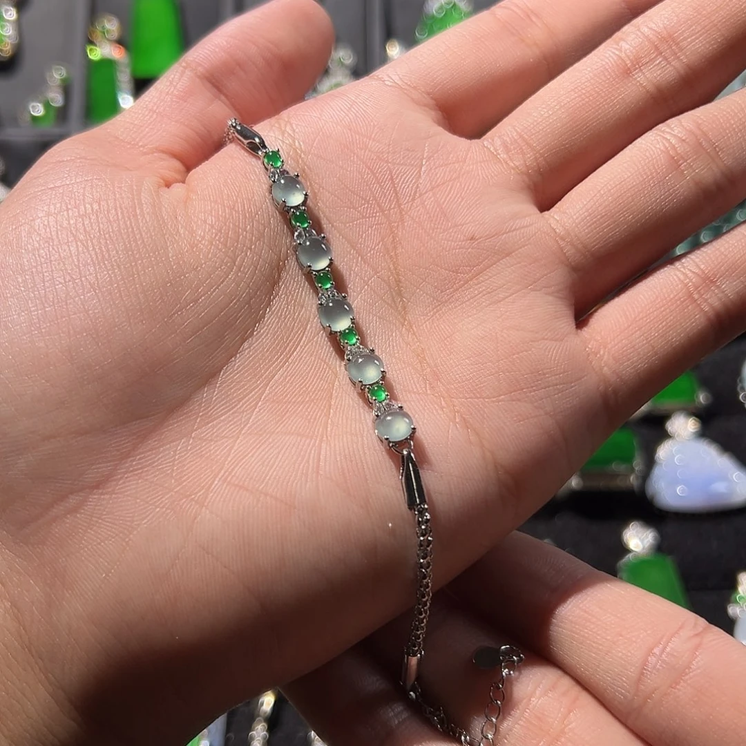 翡翠银S925镶嵌手链