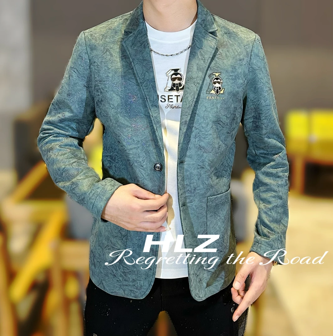 2025男士秋冬新款小佛爷轻奢修身时尚百搭简约修身长袖西装外套