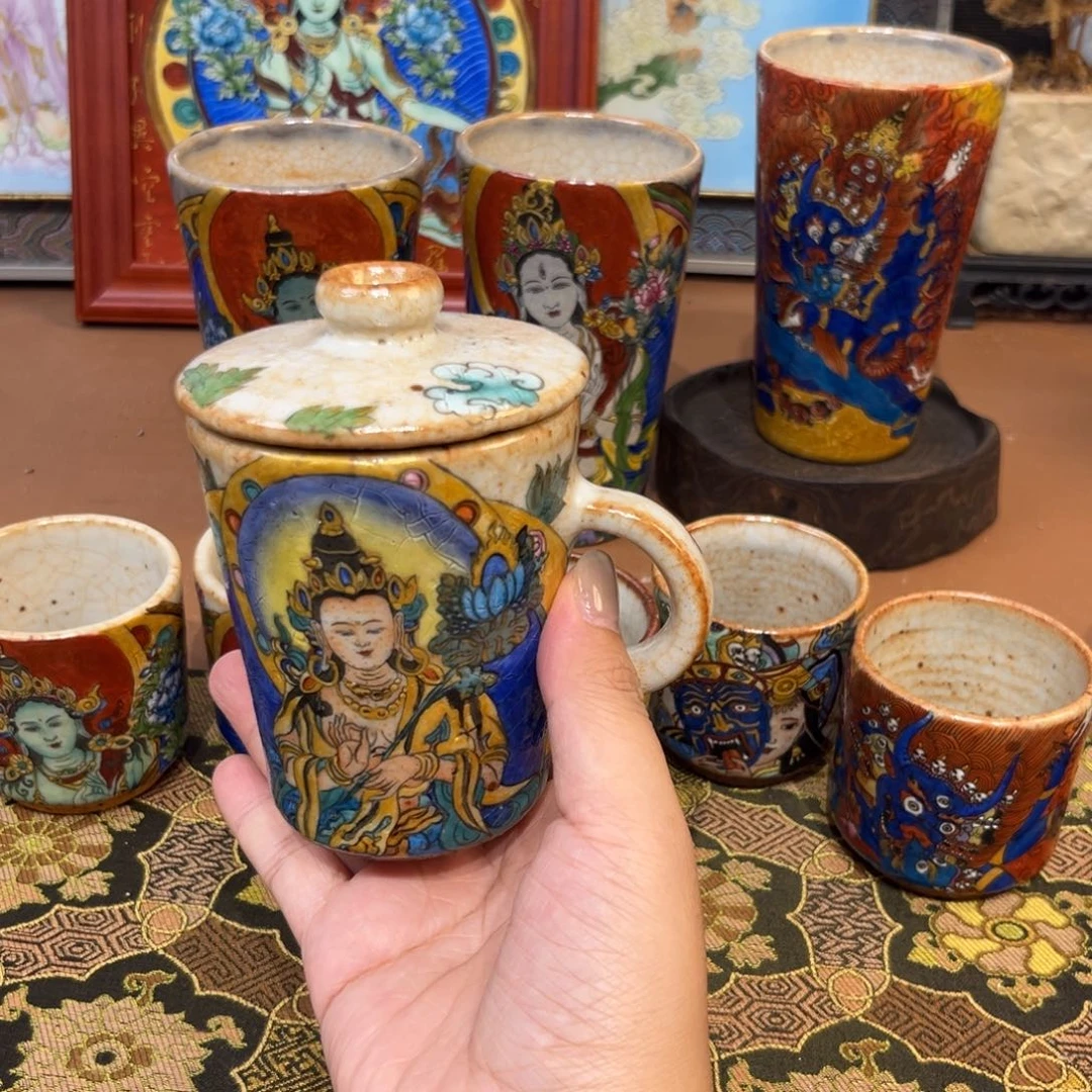 手工手绘普贤茶杯