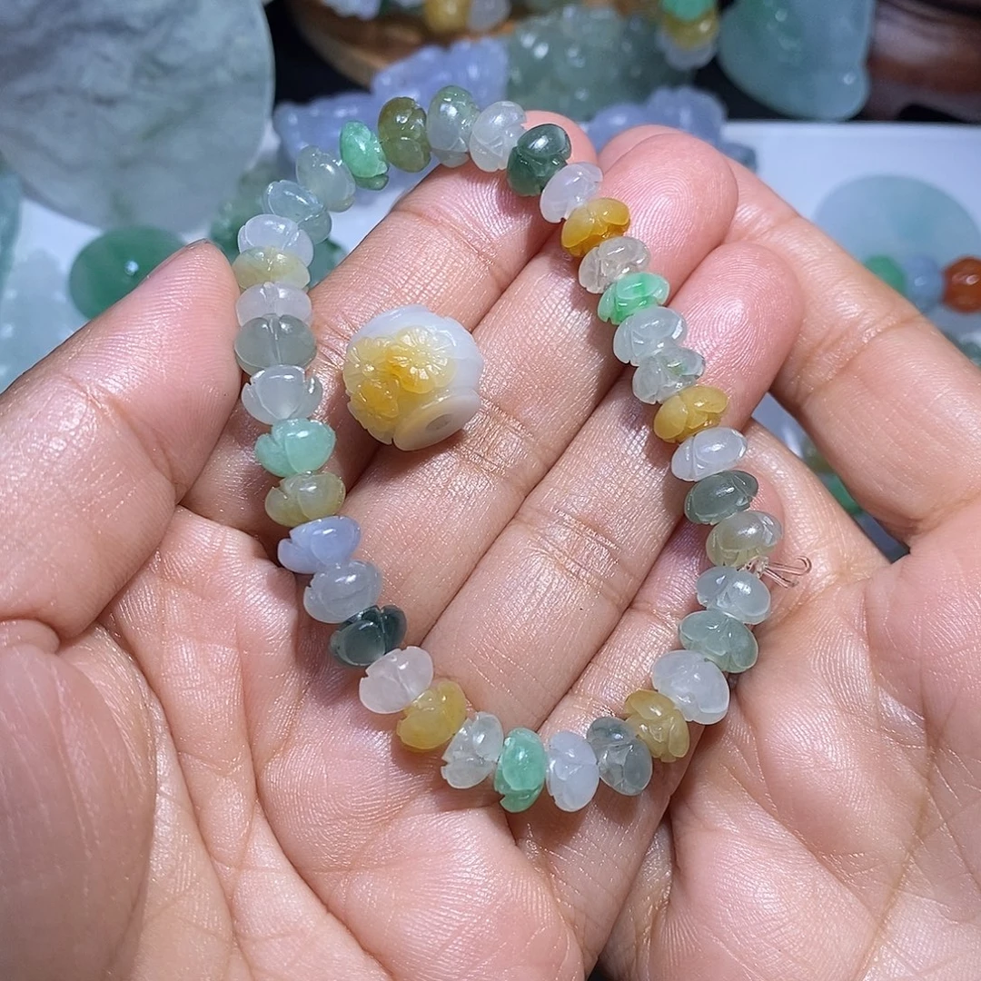 裟***椤定制翡翠未镶嵌莲花珠