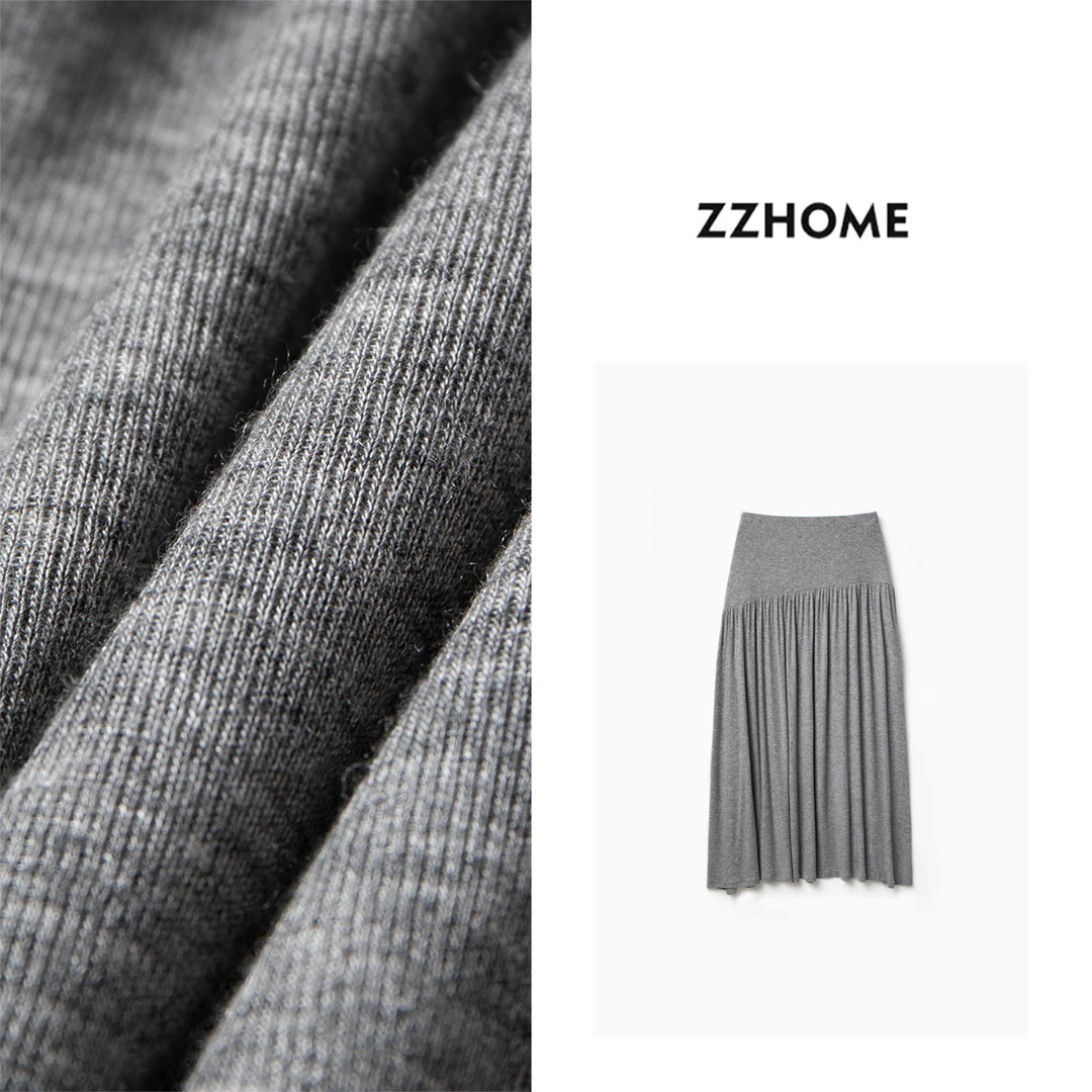 ZOZO HOME ｜松弛丝羊毛系列柔美优雅实用显瘦捏褶半裙q170116p