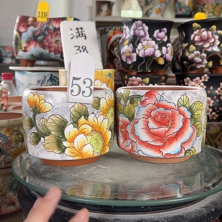 满38包邮 景德镇幸运花盆