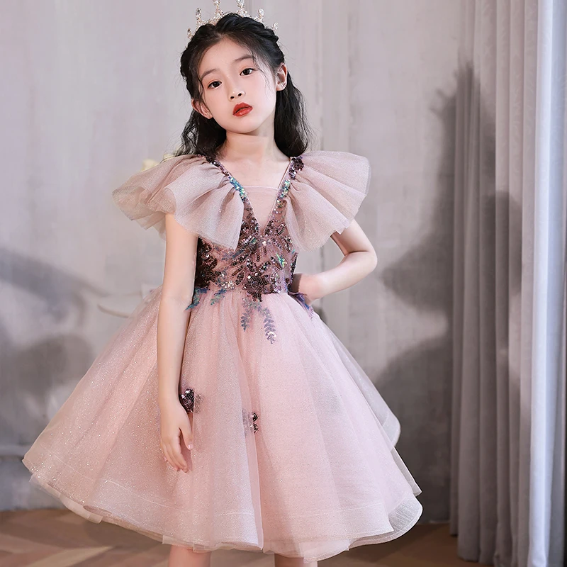 [公主粉]礼服花童公主裙蓬蓬纱洋气钢琴演奏礼服高端主持人晚礼服