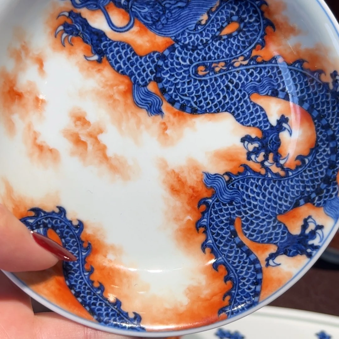 青花雯华堂手绘壶承