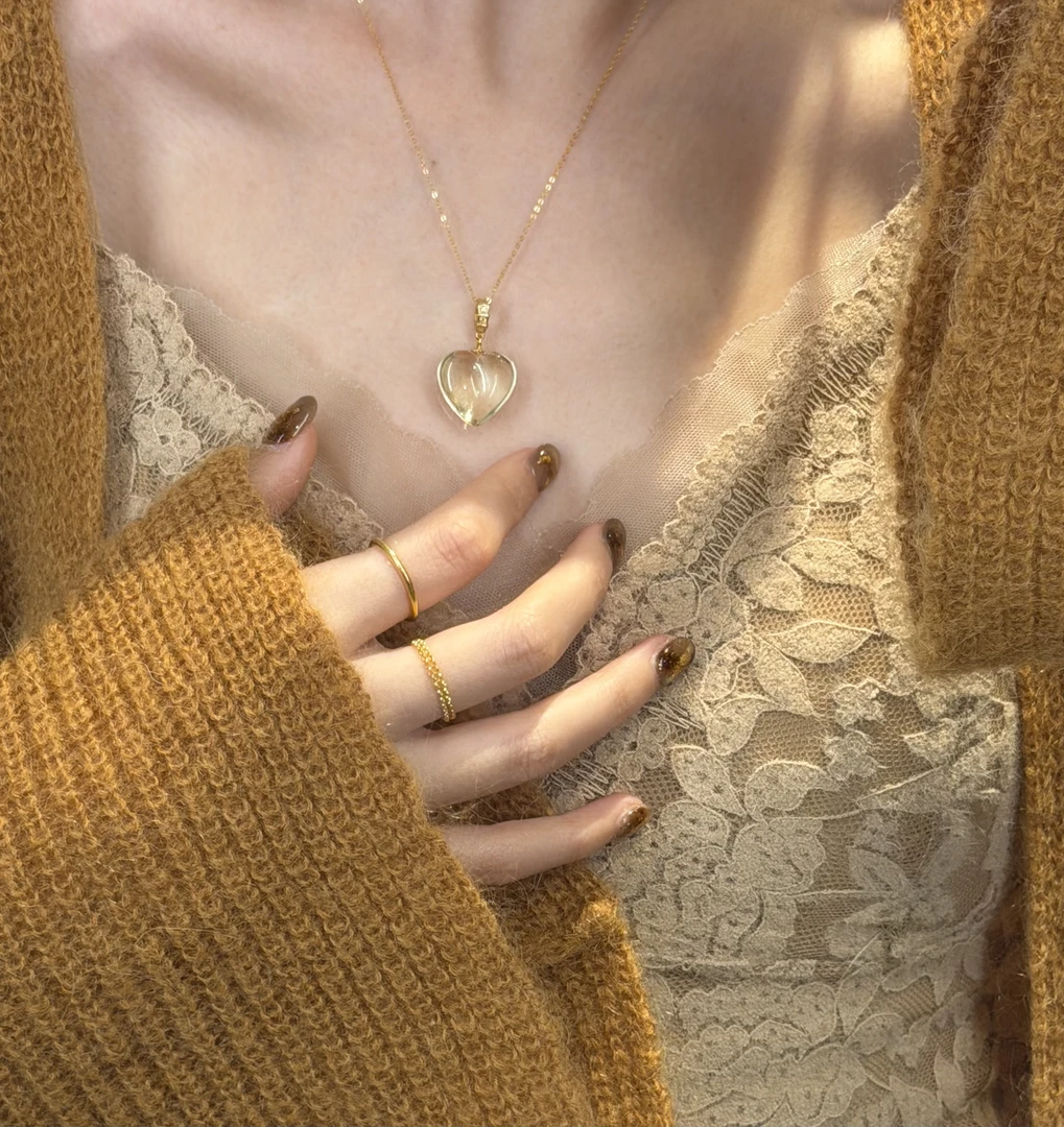 《黄桃》黄水晶项链（含链子） K100