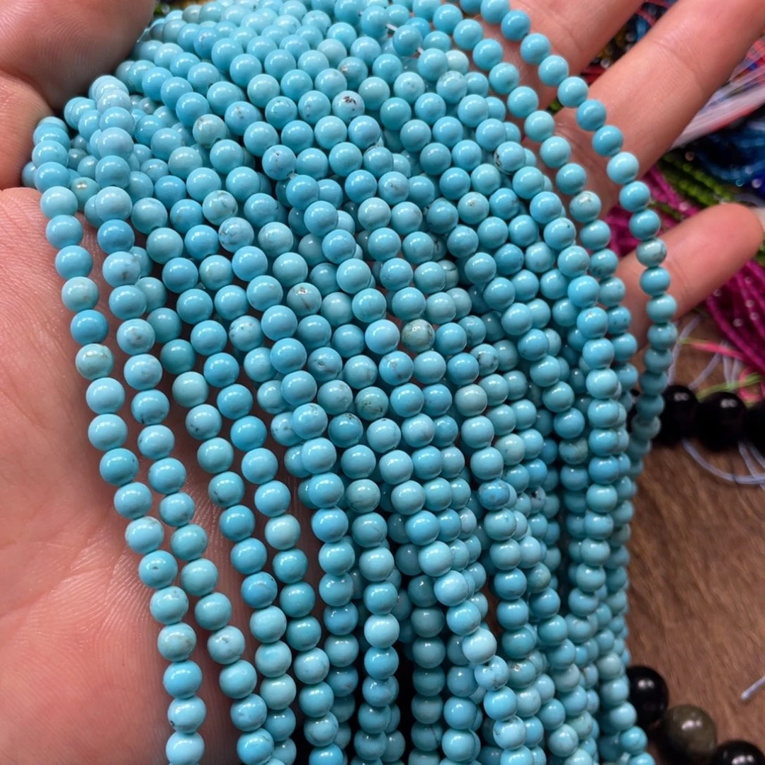 玛瑙/玉髓未镶嵌珠宝半成品蓝松4mm