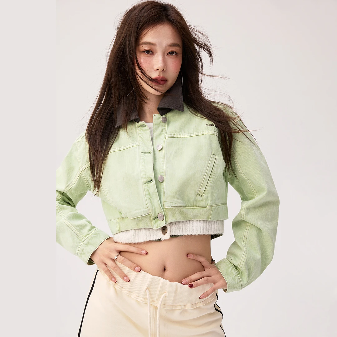 CHUU商场同款新品短款小个子穿搭清新显瘦夹克欧若风显瘦外套