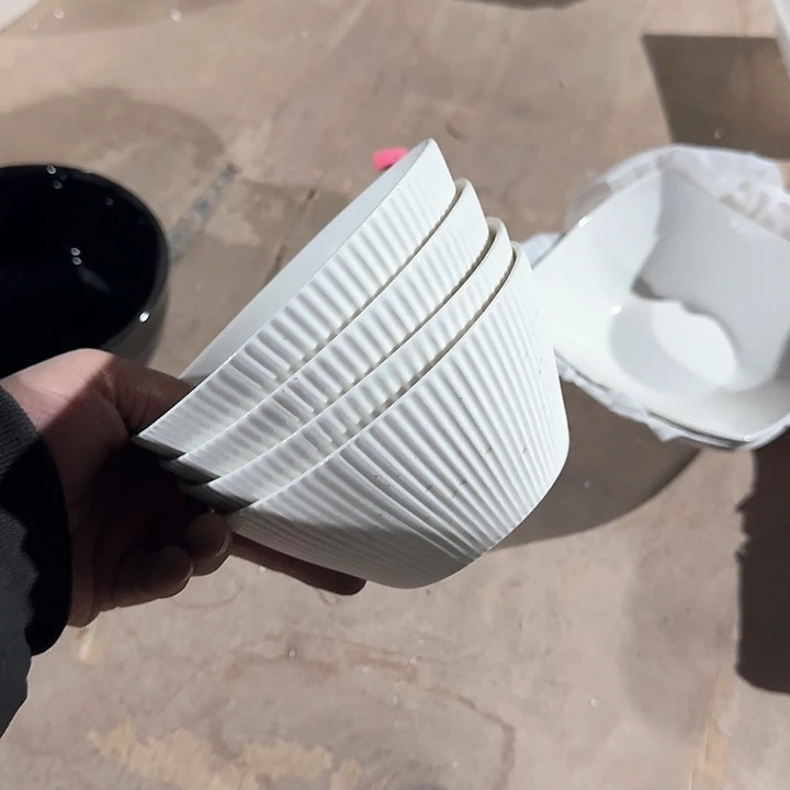 瓷5 英寸 竖纹碗 4 个