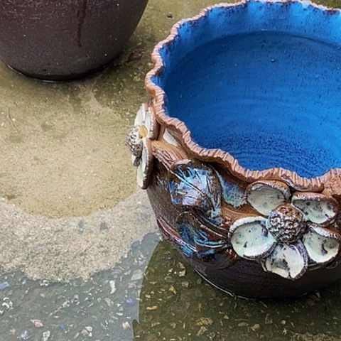 紫砂花盆口32高度28无孔