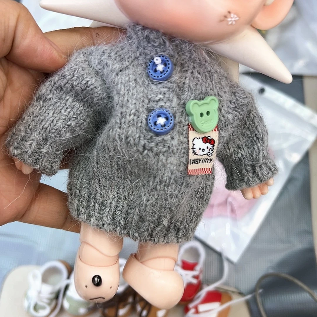 节日福福灰色加长毛衣