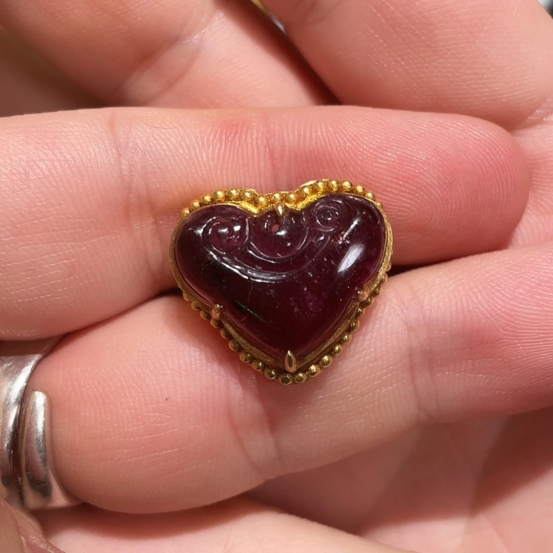 碧玺戒指银S925镀金镶嵌