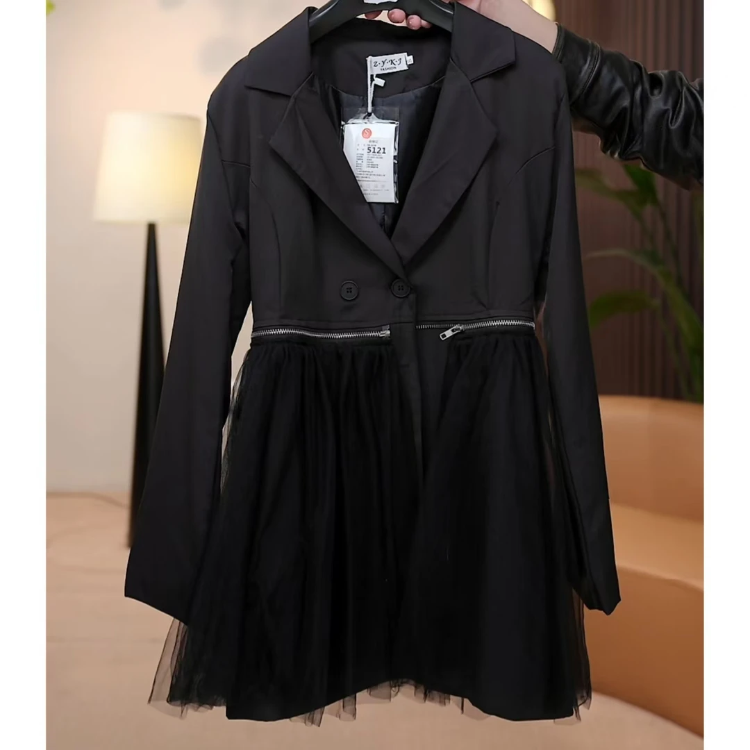 【茅茅专属】5121设计师春季新款时尚显瘦黑色收腰气质女士连衣裙