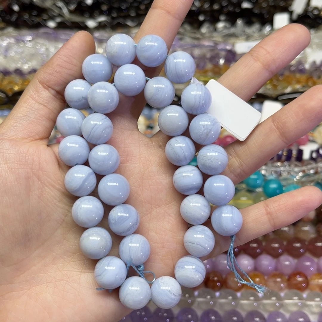 N***婷玛瑙/玉髓散珠天然蓝纹