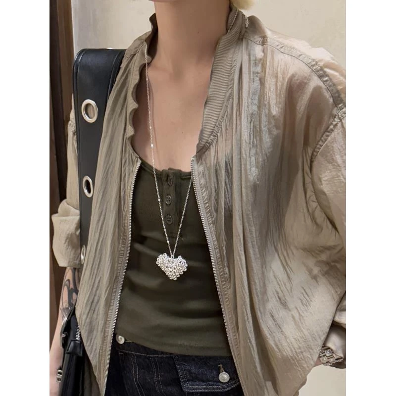 合金项链 HELLOTANGO 轻奢ins设计款编织串珠爱心项链