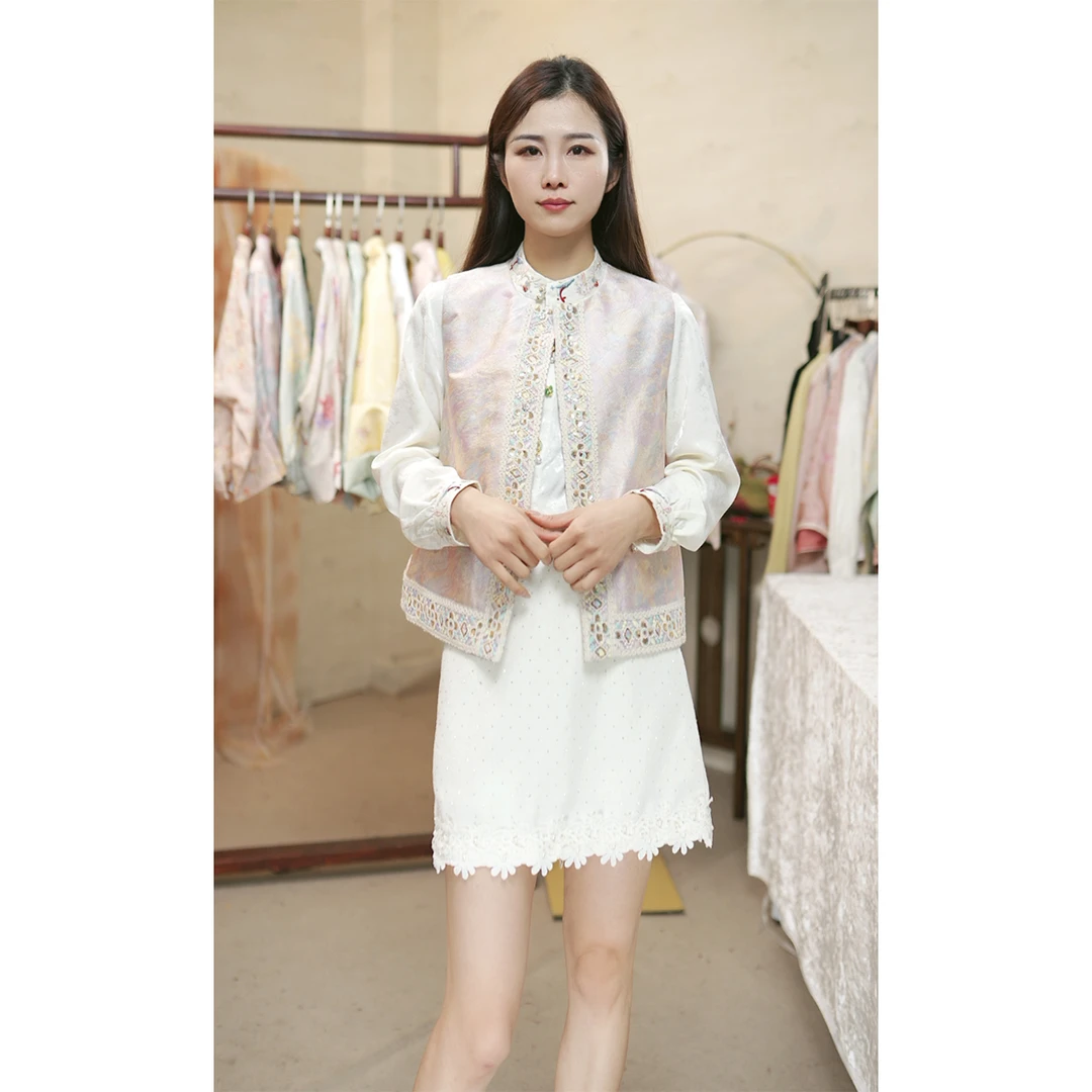 【彩云绣-马甲】新中式国风女装2025春季新款复古刺绣提花禅意马甲