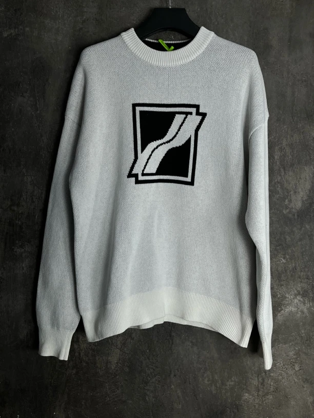 全新未使用 YSL/圣罗兰 M码*1/WE11DONE 胸口logo针织毛衣/03884