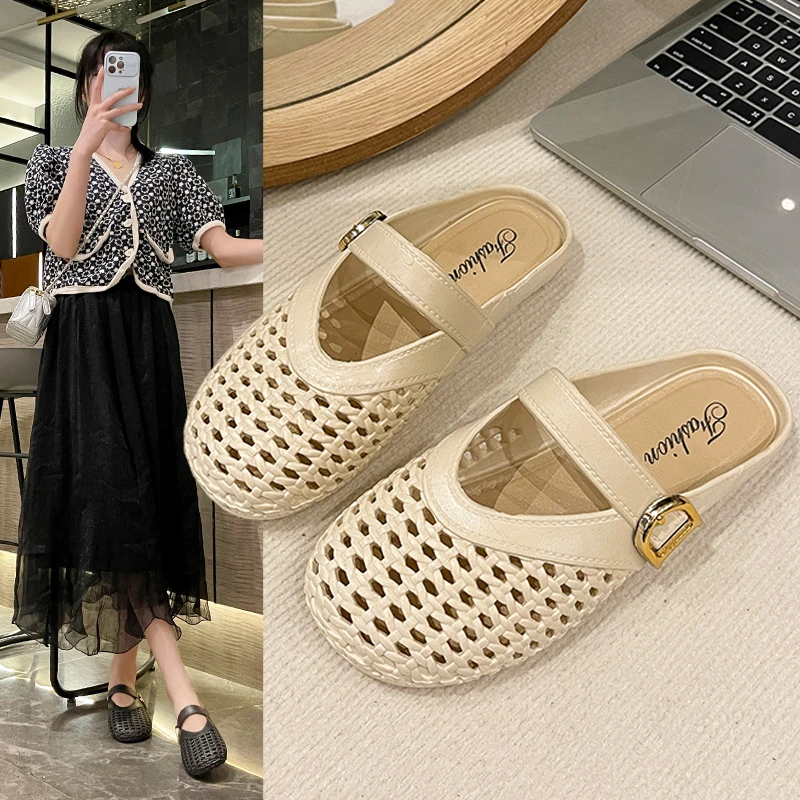 新款高颜值仙女网格休闲凉鞋女夏季时尚百搭外穿软底防滑588拖鞋