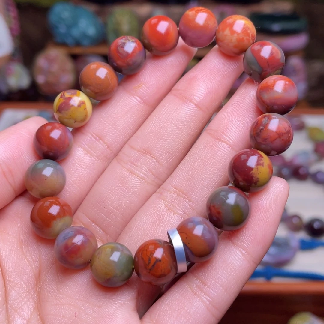 玛瑙/玉髓珠宝半成品未镶嵌紫**宝盐源玛瑙包浆手串