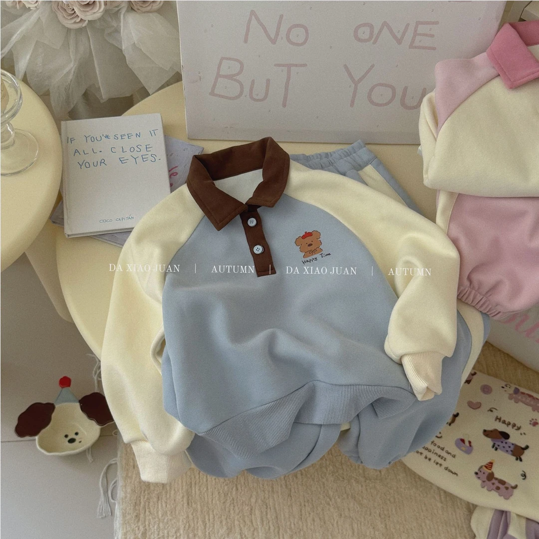 儿童卫衣套装春秋2025新款女童运动装卡通小童洋气秋装户外两件套