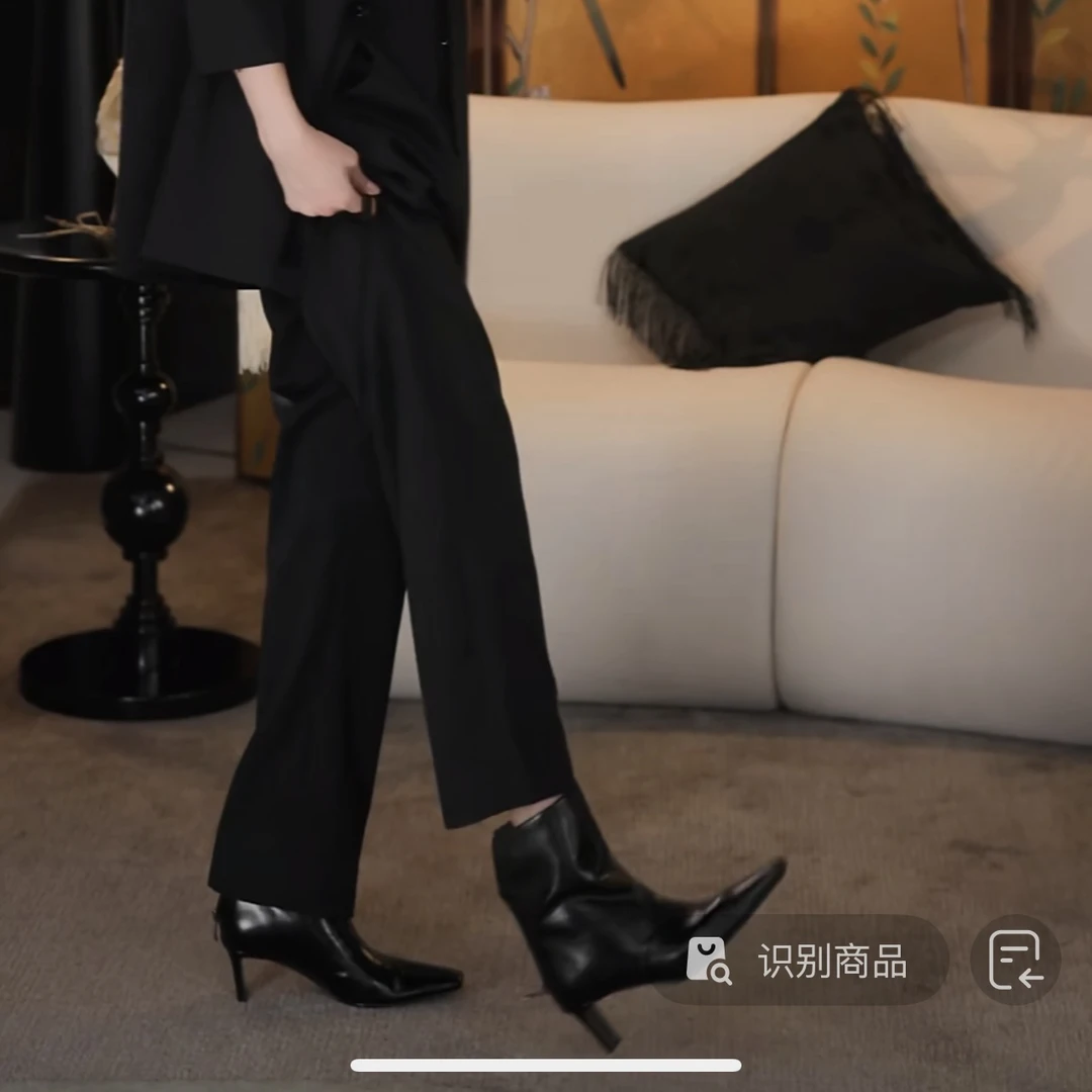 2553-2高跟扁头短靴