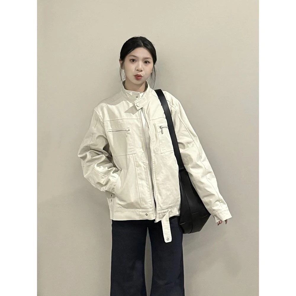 美式复古哈灵顿短款夹克男女秋季新款cleanfit街头风立领工装外套