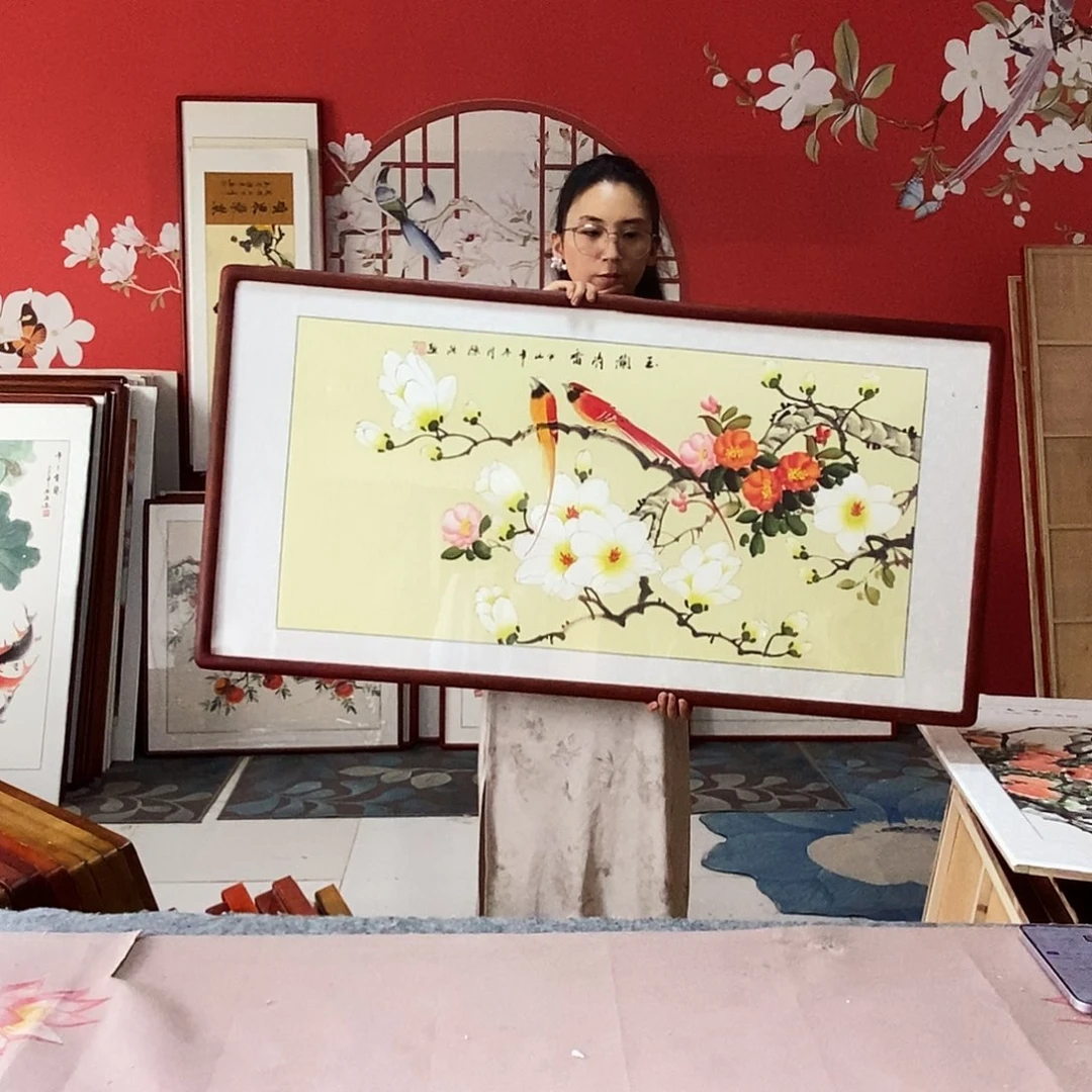 国画手写手绘带框包邮62✖️122国画作品