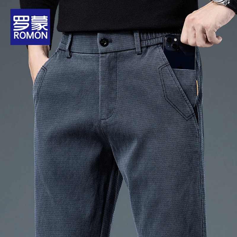 罗蒙秋冬男士百搭休闲裤男款加绒男裤百搭宽松直筒莱赛尔长裤子男