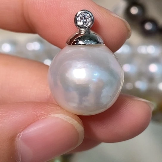 海水珍珠银S925镶嵌颈饰16.16