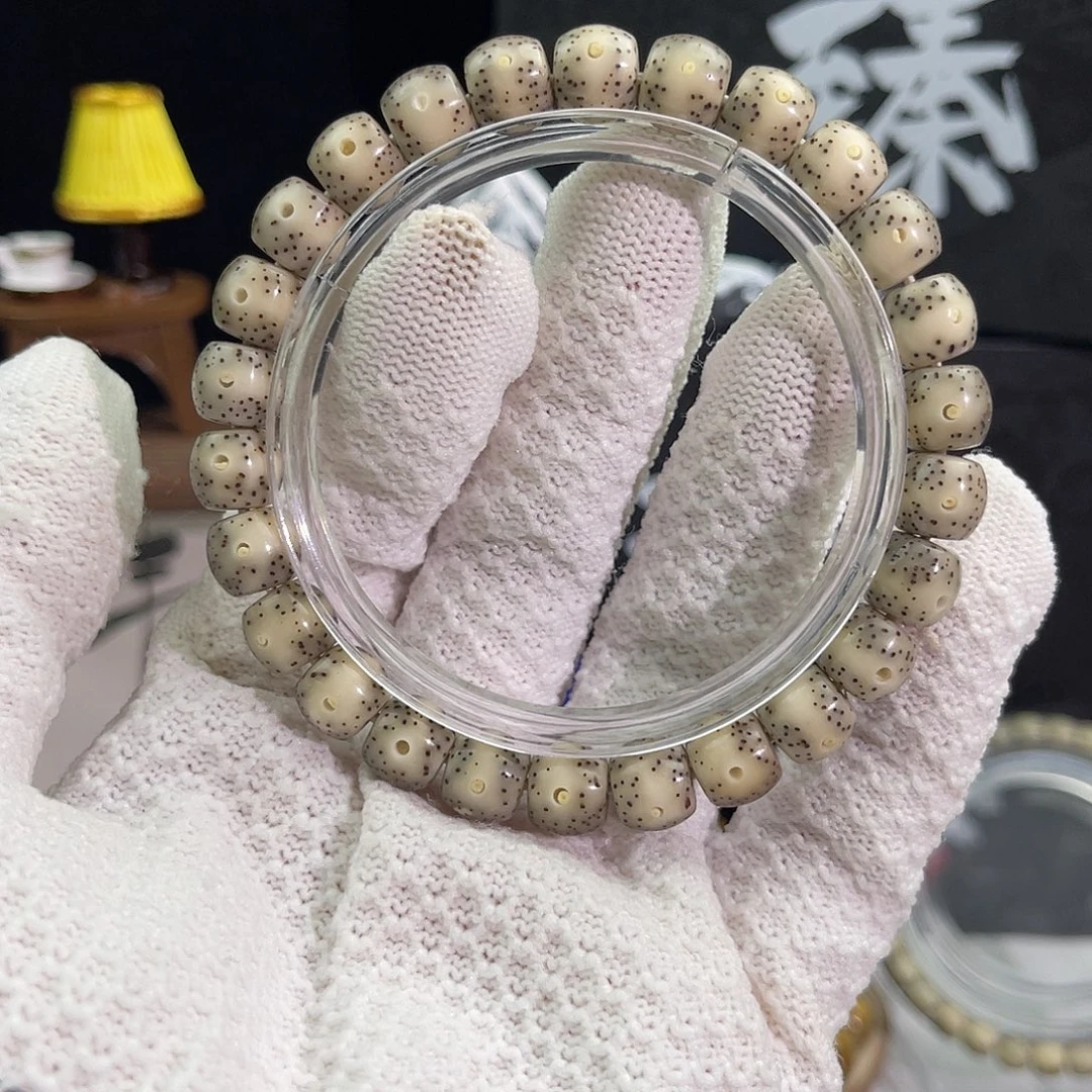 手串星月菩提石玉灰冰鼓珠直切一线天9×8