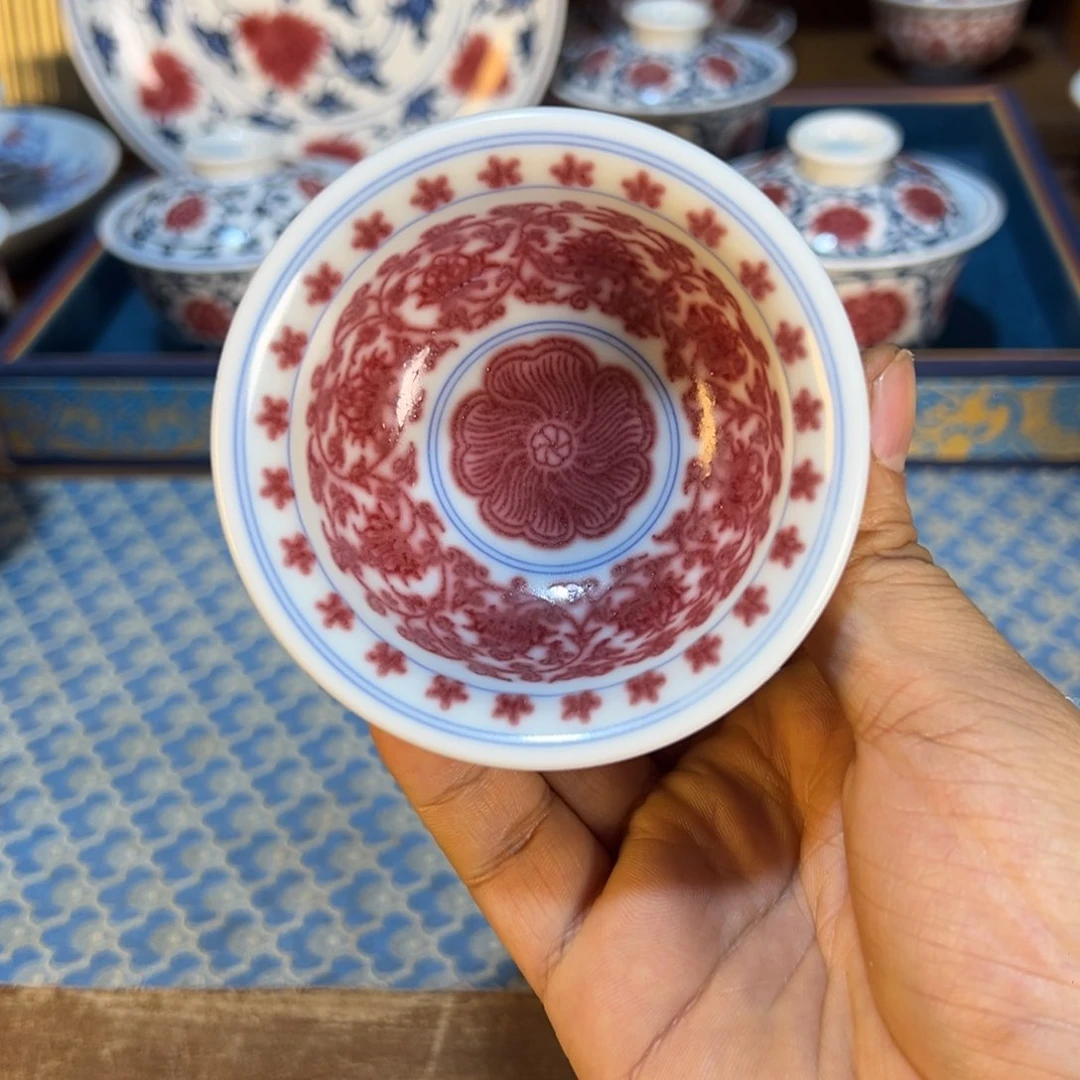 盖碗微瑕景德镇手工手绘