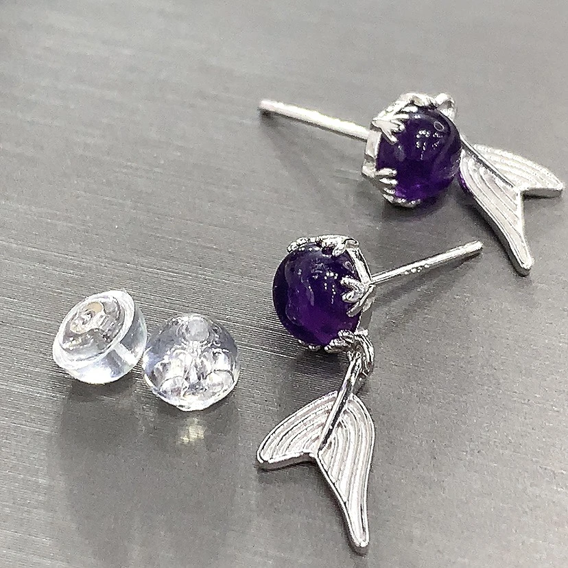 梦幻紫水晶鱼尾吊坠耳钉