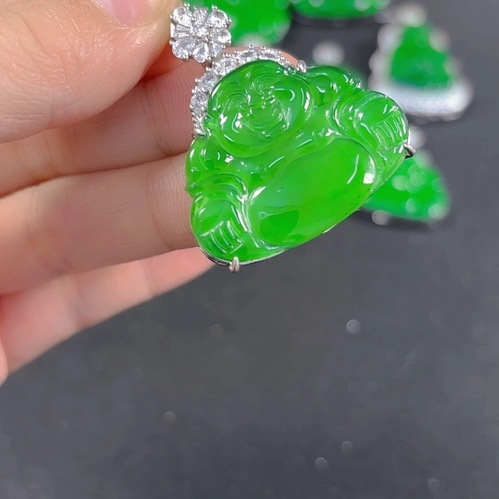 翡翠银S925镶嵌吊坠(不含链)
