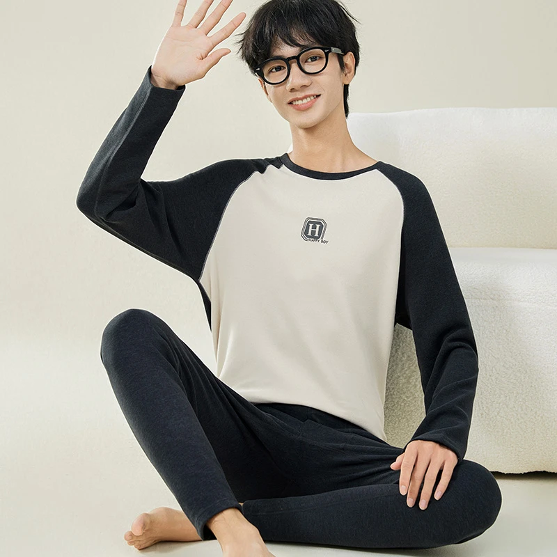 不起球德绒青少年大童孩保暖内衣套装初高中学生秋衣秋裤男士薄款