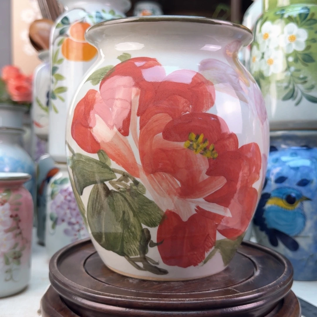 景德镇陶瓷手绘花瓶无孔