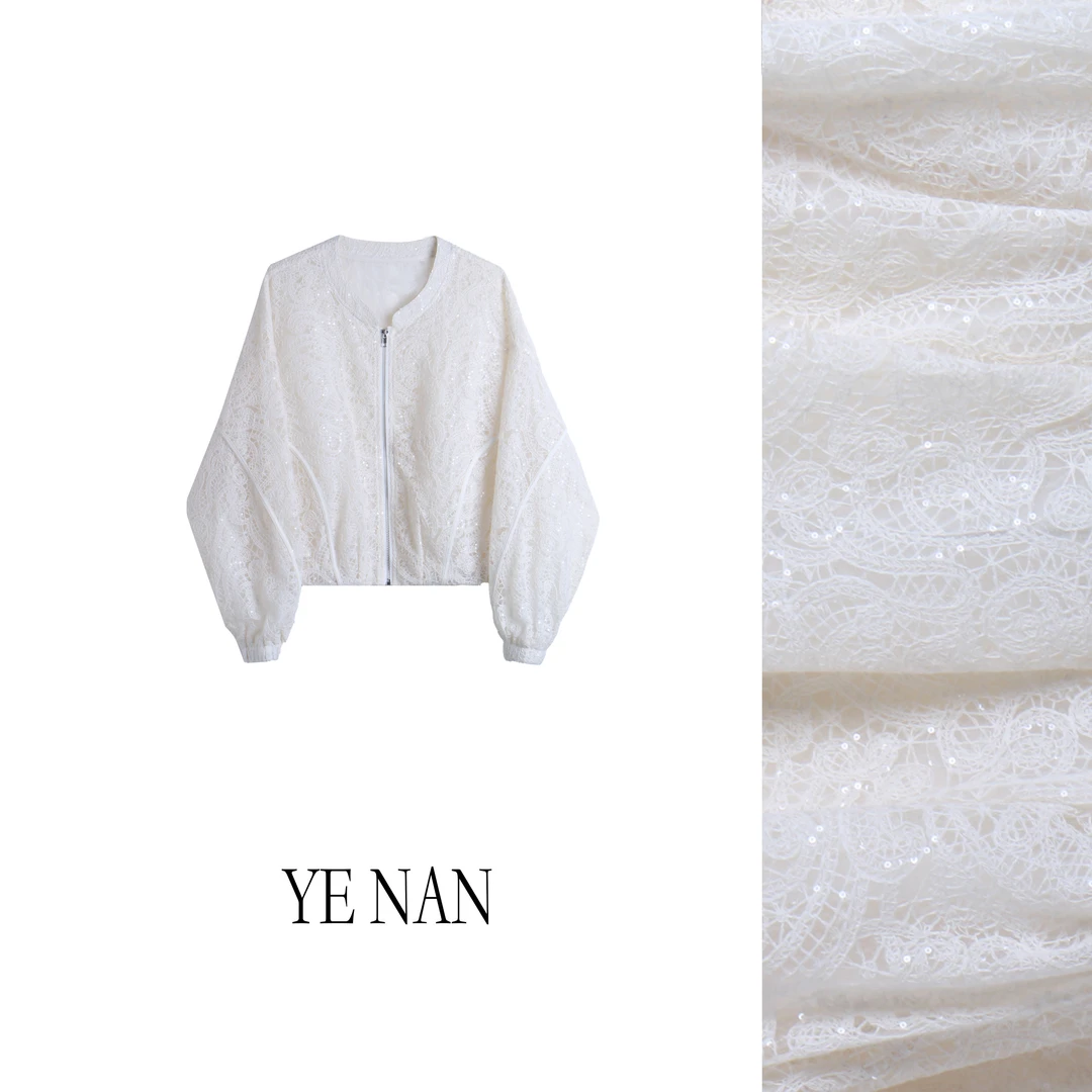 欧韩时尚百搭宽松减龄休闲慵懒风蕾丝拼接长袖外套防晒衣SY330