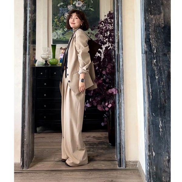 【蓓蓓姐专属】2025年新款春季无领西装外套女裤子套装领带小西服