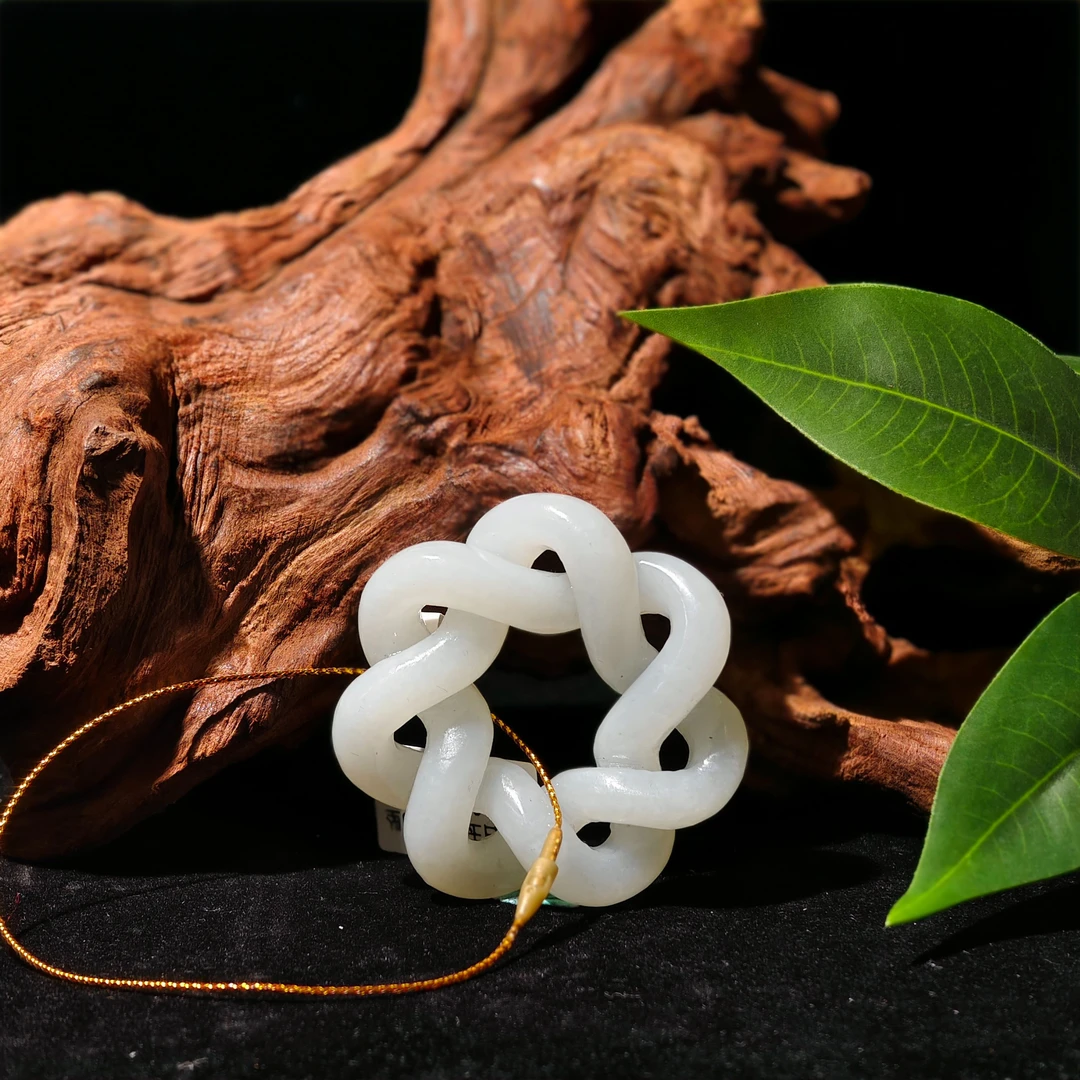 和田白玉绞丝环吊坠6294M