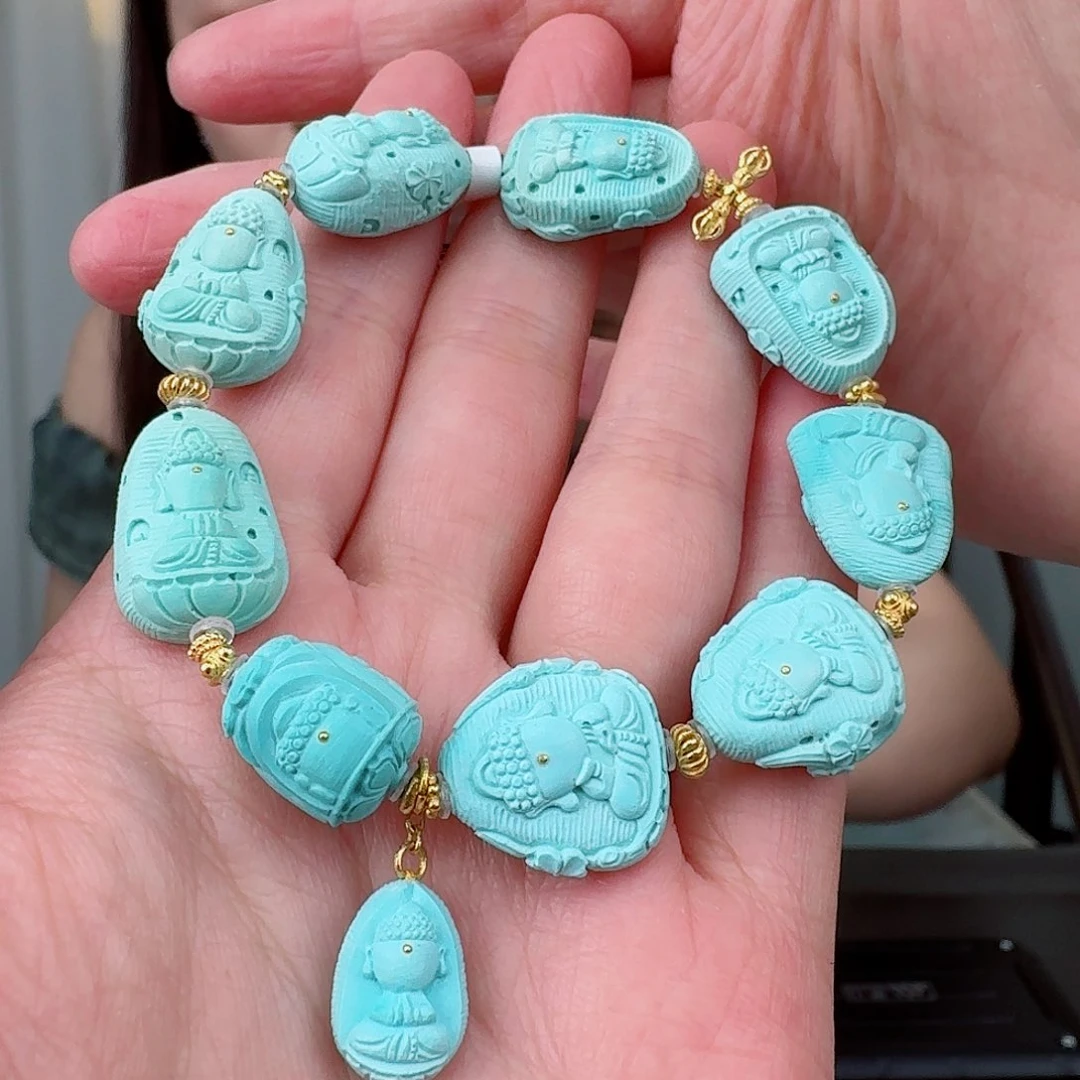 18K金镶嵌绿松石珠宝奇石