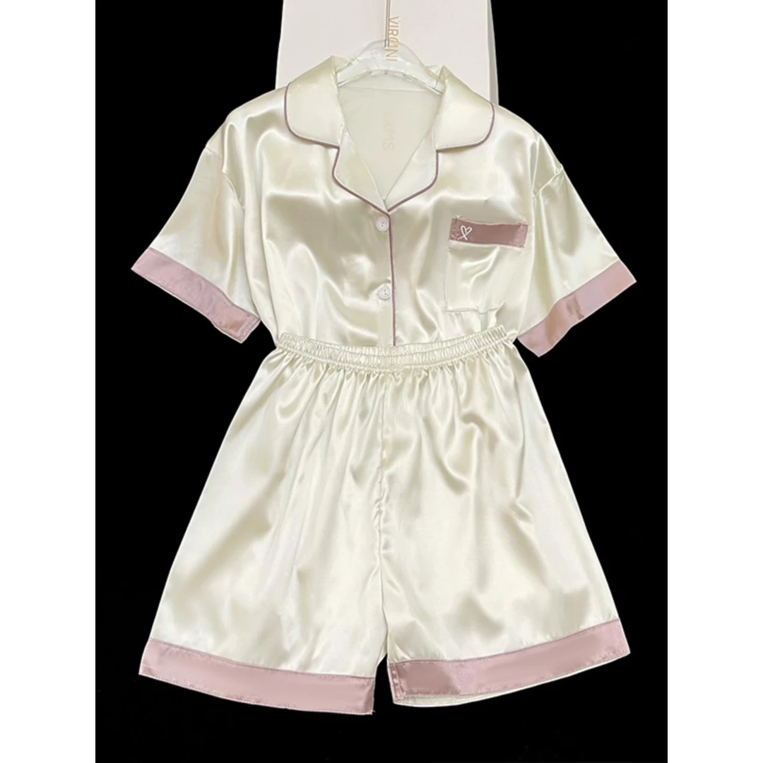 睡衣女休闲新款冰丝短袖夏季薄款凉感可外穿大码宽松家居服套装