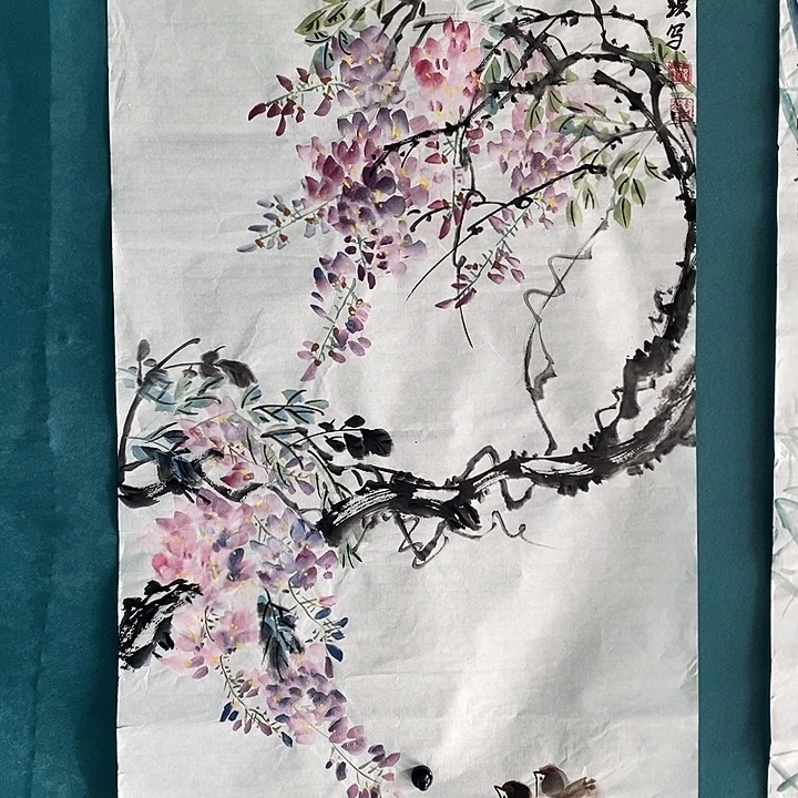 国画三尺整 花鸟作品 手绘